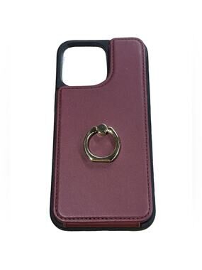 Libra Iphone 14 Pro Max Burgundy Wallet Phone Cover with Ring